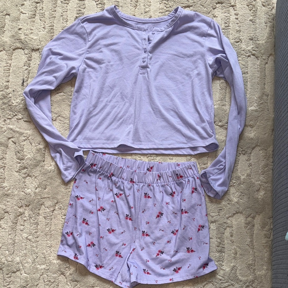 GAP Kids Lavender Henley Sleep Top and shorts set 14